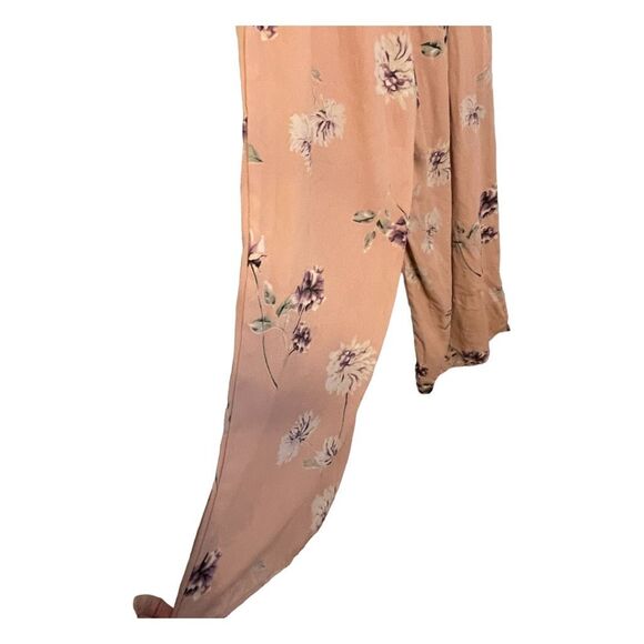 Sienna Sky Floral Print Jumpsuit Peach Purple Faux Wrap Sleeveless Belted XS - Picture 5 of 8
